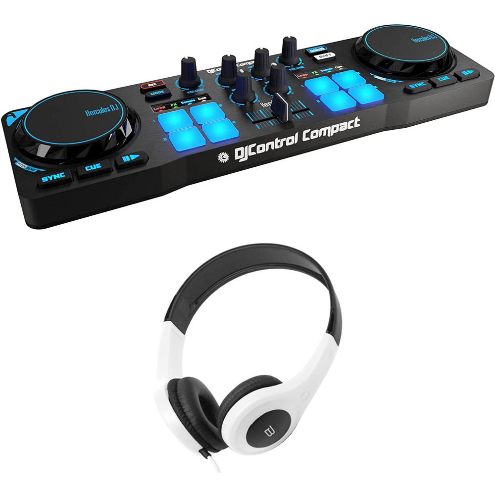 Hercules DJControl Compact Portable DJ Controller for Djuced w/ Bytech Headphones