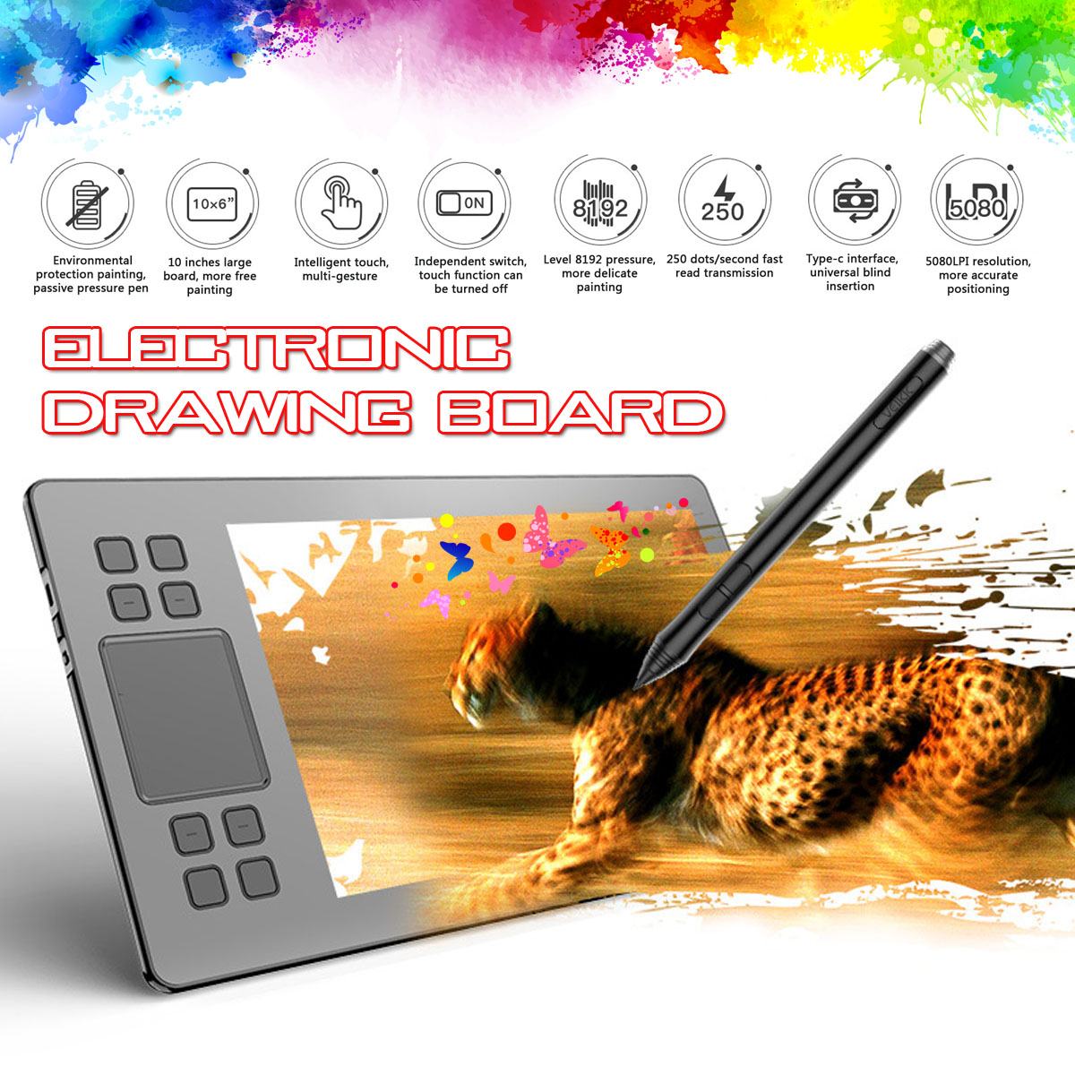 XINTUOWANG  Upgrades Graphics Tablet 8192 Levels 10 Inches Professional TYPE-C Digital Drawing Tablets Animation with Pen