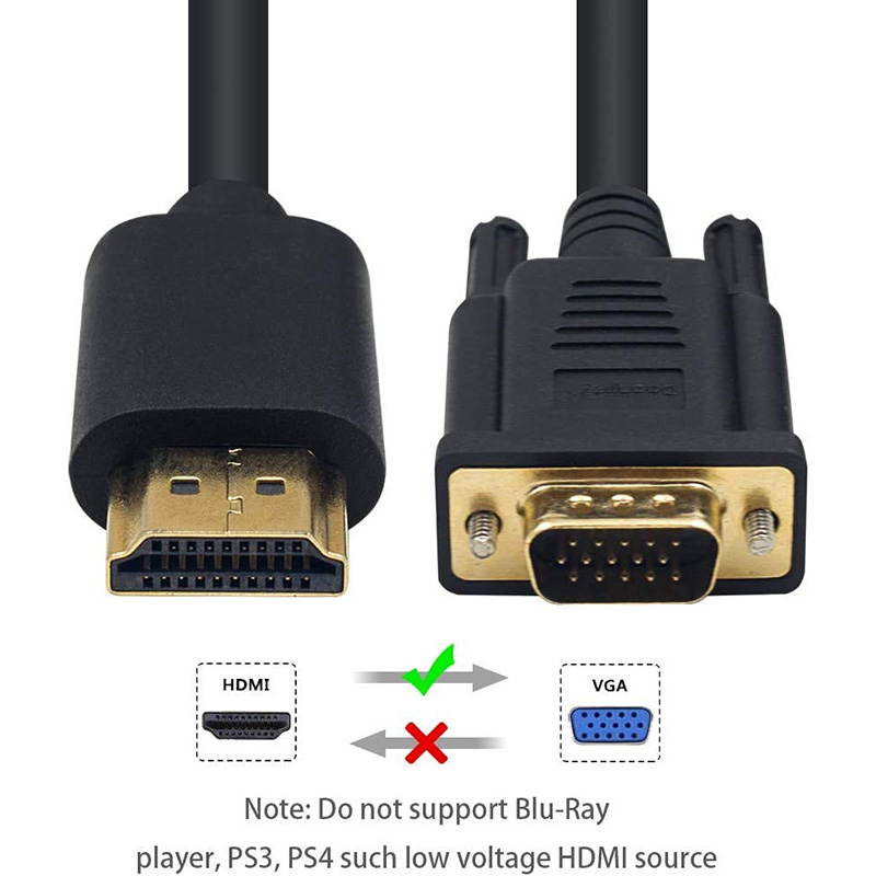 HDMI to VGA, Hannord Gold-Plated HDMI to VGA 6 Feet Cable (Male to Male) Compatible for Computer, Desktop, Laptop, PC, Monitor, Projector, HDTV, Raspberry Pi, Roku, Xbox and More