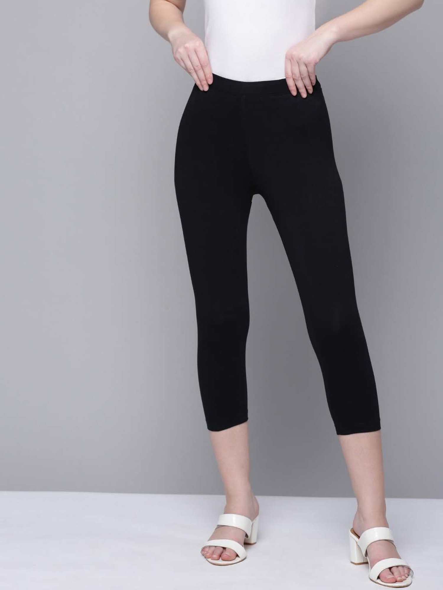 Kryptic Black & Beige Cotton Capris - Pack Of 2