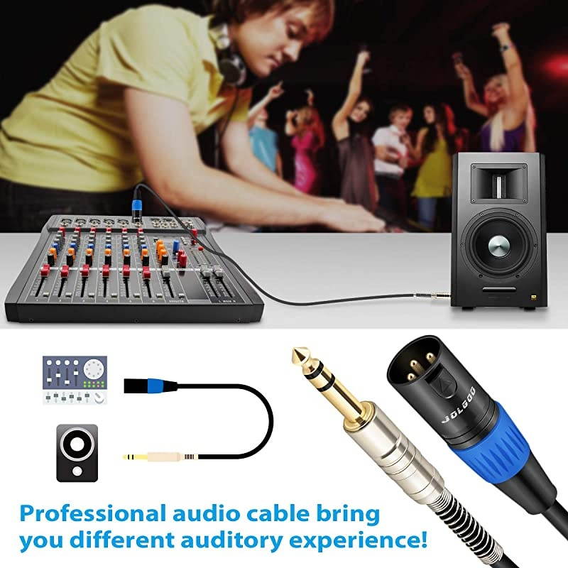 1/4 Inch TRS to XLR Male Cable, Balanced 6.35mm TRS Plug to 3-pin XLR Male, Quarter inch TRS Male to XLR Male Microphone Cable, 6.6 Feet -