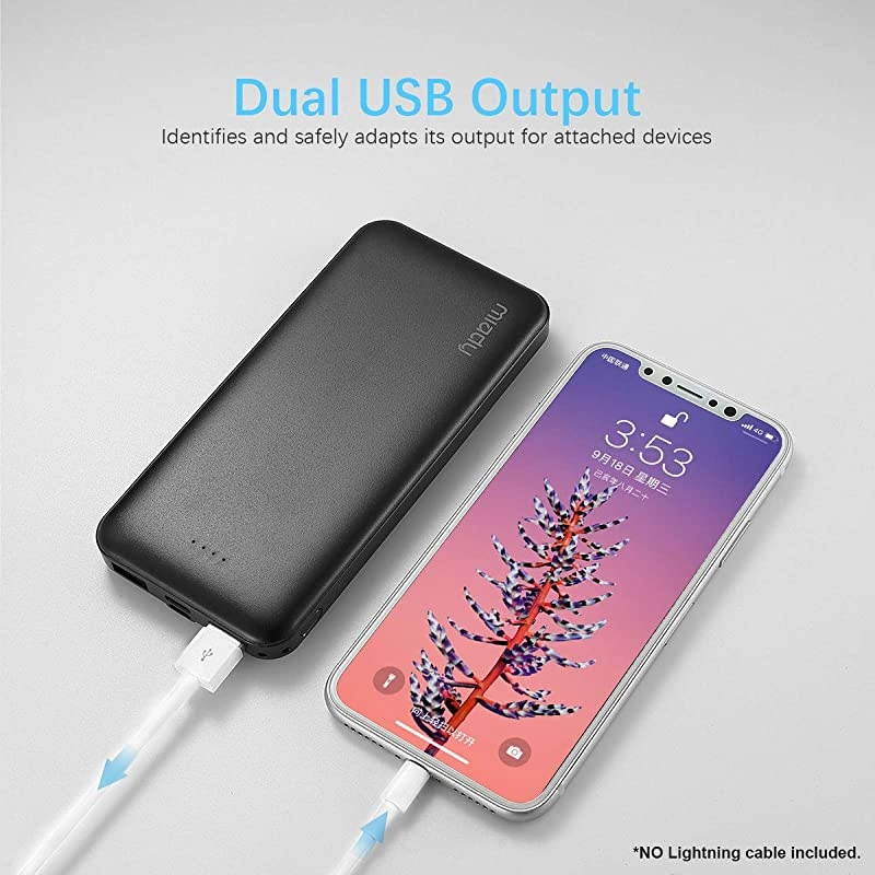 2-Pack  10000mAh Dual USB Portable Charger, Fast Charging Power Bank with USB C Input, Backup Charger for iPhone X, Galaxy S9, Pixel 3 and etc &hellip;