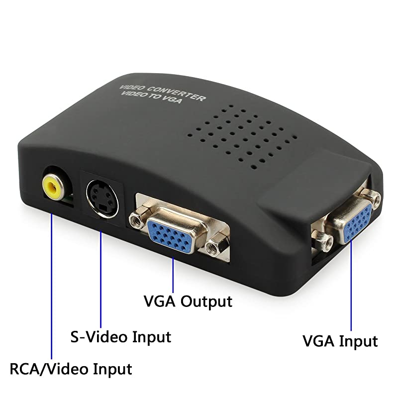 RCA Composite AV SVideo to VGA Converter Box CCTV DVR PC Laptop to TV Projector VGA Input to VGA Output Video Converter Adapter
