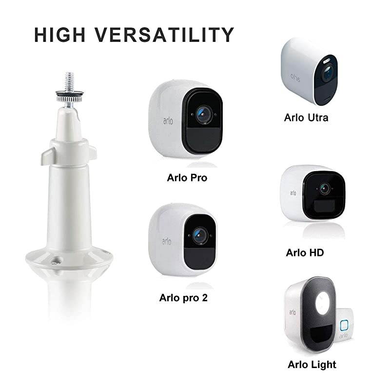 Security Wall Mount-Indoor/Outdoor Mount for Arlo, Arlo pro, Arlo pro2, Arlo Ultra Surveillance Camera with 1/4 Screw Head (White)