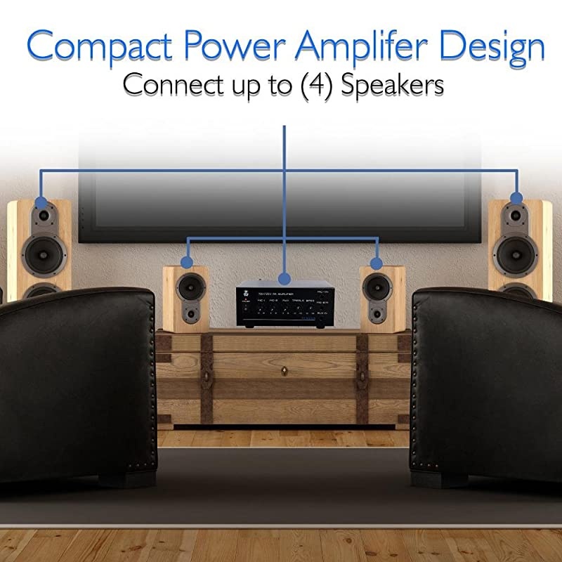 Bluetooth Amplifier in Wall, Home Stereo Audio System, 5 Inches Video Player with Touch Screen, Black, BM207M