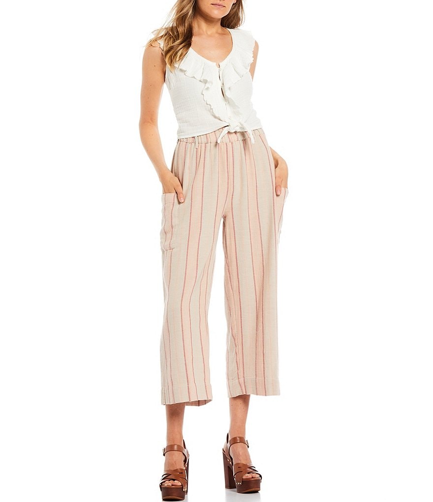 Rip Curl Sleeveless Tie-Front Husk Flutter Crop Top