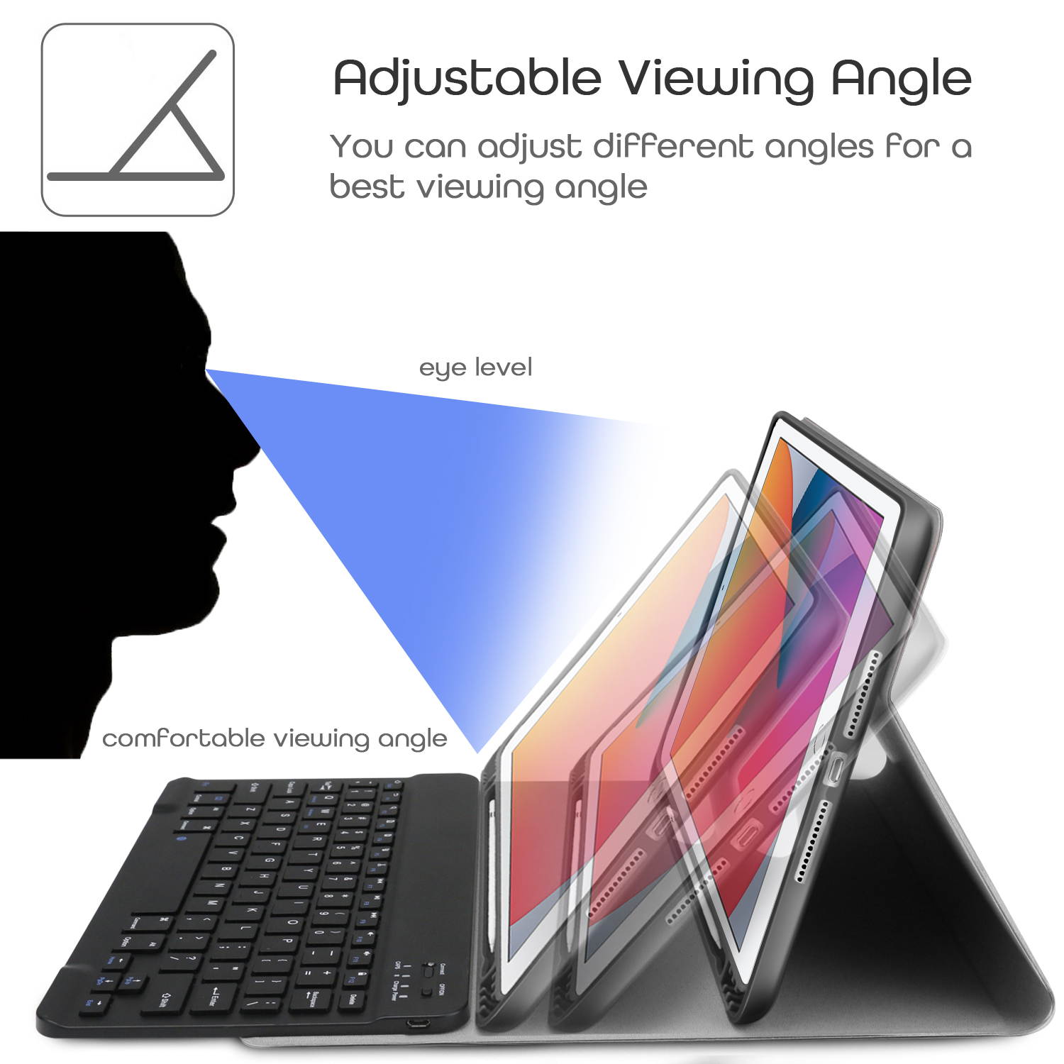 Donwell For Apple iPad 7th Gen/8th Gen 10.2 inch 2019/2020 Full-Body Protective Stand Tablet Leather Stand Case For Apple iPad 10.2" 2019, For Apple iPad 10.2" 2020 with Wireless Bluetooth Keyboard