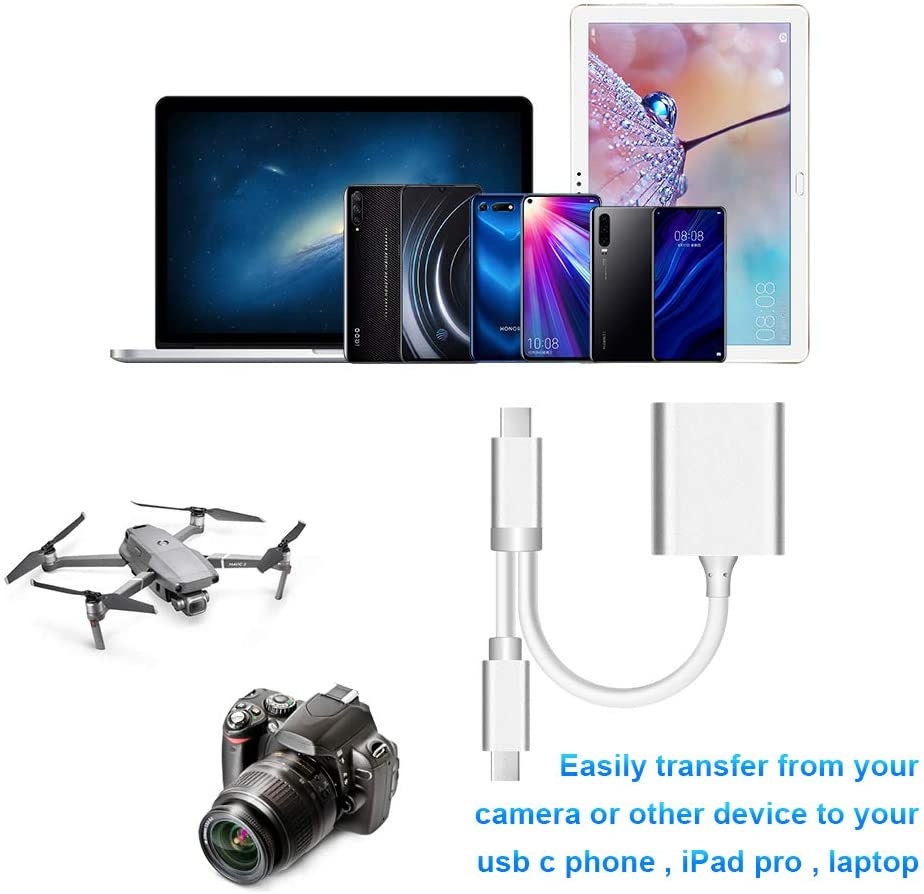 USB C to SD/MicroSD Card Reader Type C/Micro USB OTG Adapter Aluminum TF Card Memory Card Reader Camera reader Drive Recorder Video Reader Trail Cam Viewer for Android Tablets/PC/Laptop/phones/samsung