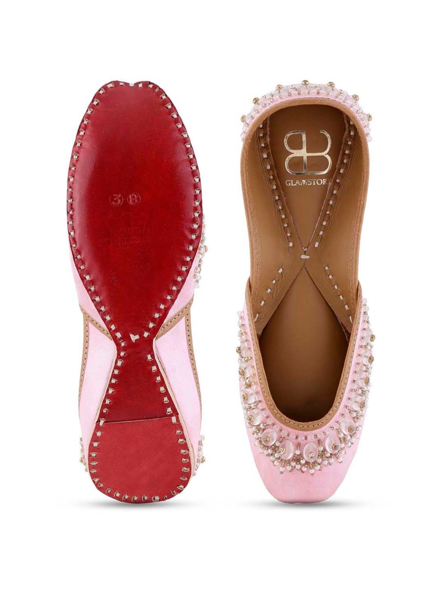 Glam Story Women's Ziba Pink Ethnic Juttis
