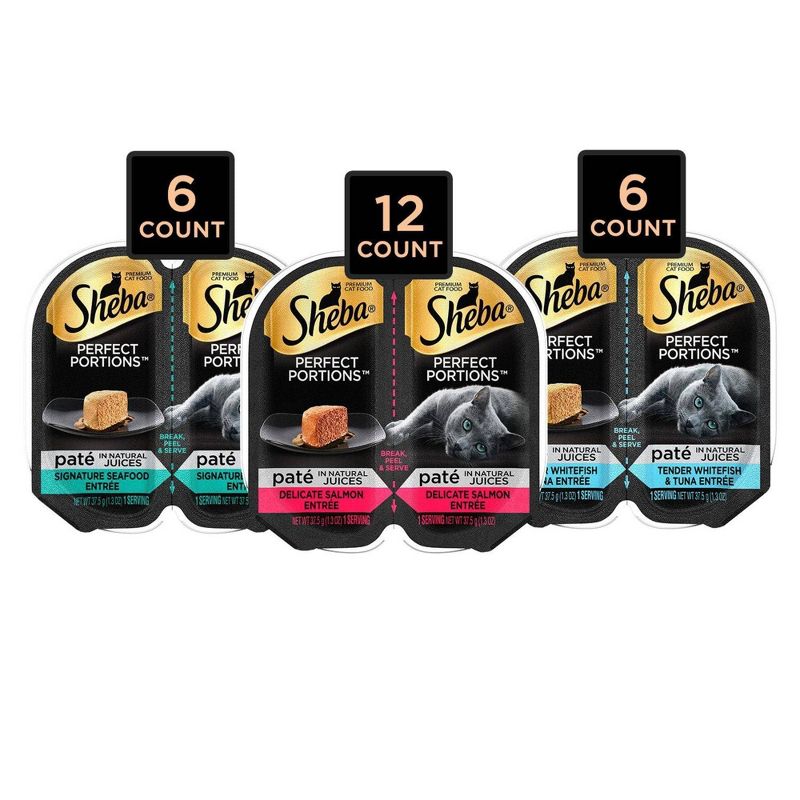 Sheba Perfect Portions Paté In Natural Juices Seafood Premium Wet Cat Food - 2.6oz/24ct Variety Pack