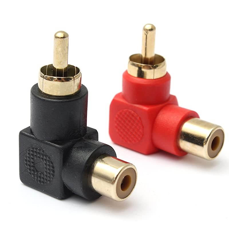 Male to Female Connectors Right Angle Plug Adapters MF 90 Degree Elbow GoldPlated 10 Black + 10 Red 20Pack