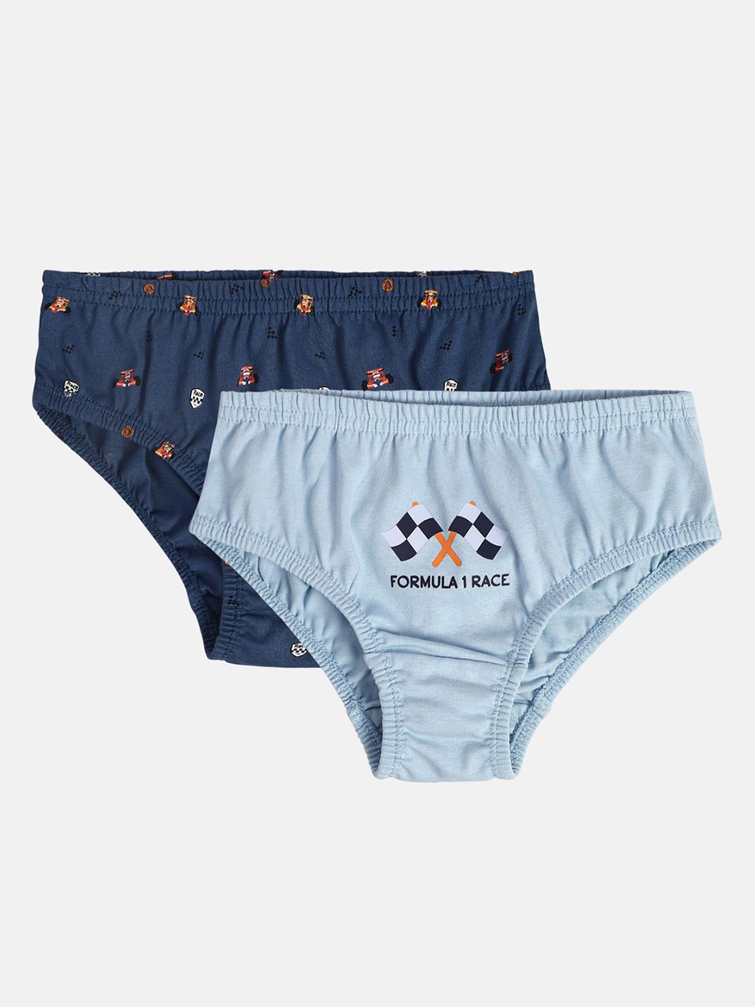MINIKLUB Boys Blue Printed Briefs (Pack Of 2)