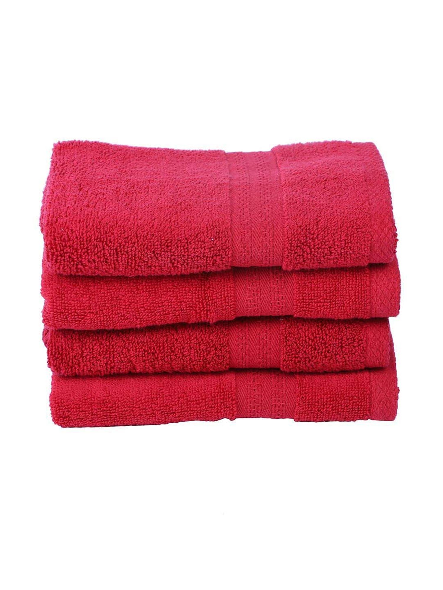 BIANCA Zero-Twist 100% Cotton Ultra-Fluffy Towels -4pc Hand Towel (paradiso) solid-burgundy