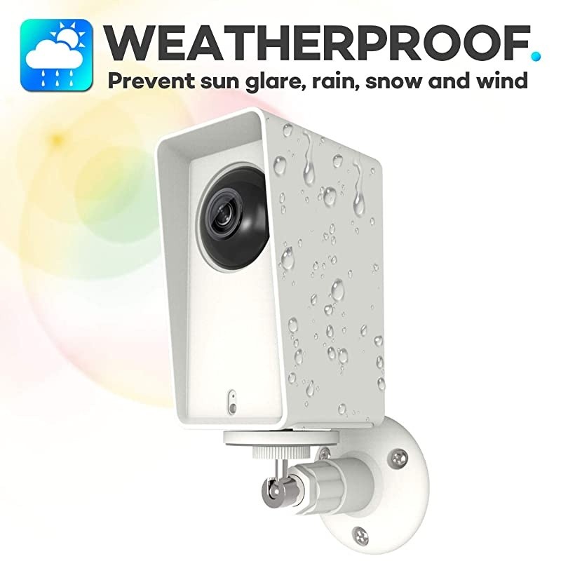 cam pan Protective Case with Wall Mount Bracket Weather Proof Adjustable for Indoor and Outdoor AntiSun Glare and UV Protection Very Easy to Install 2PACK White