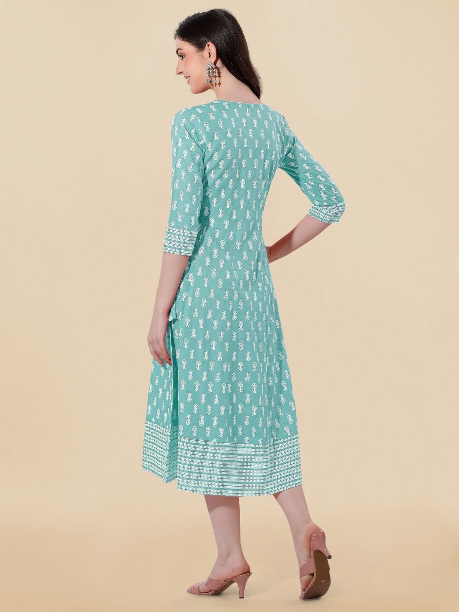 MIRCHI FASHION Green Embroidered A-Line Dress