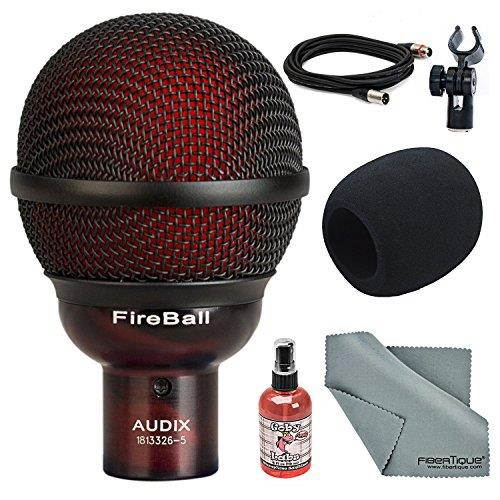Audix FireBall Dynamic Harmonica and Instrument Microphone w/ Windscreen+Sanitizer+Cable+FiberTique Cloth