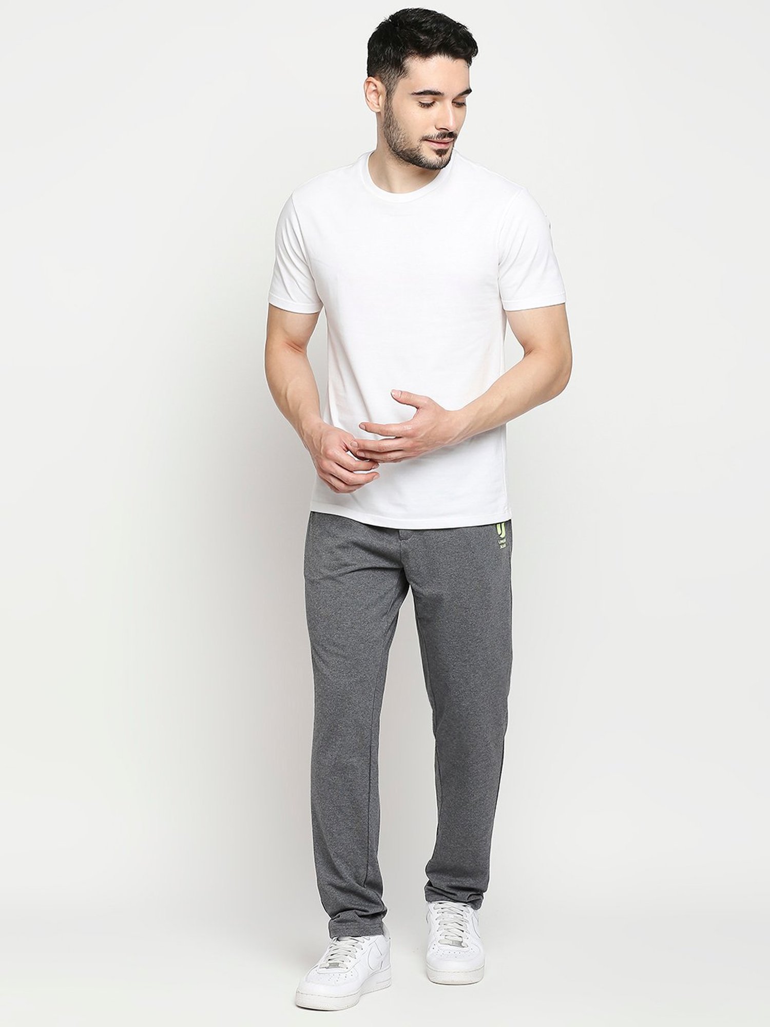 UnderJeans by Spykar Grey Cotton Regular Fit Trackpants