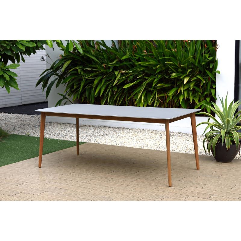 Newhaven 9pc Patio Dining Set with Rectangular Table with Teak Finish - Amazonia