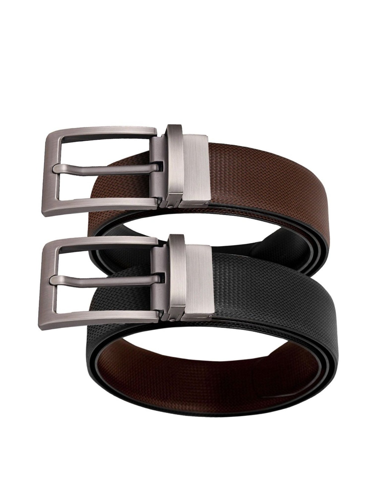 Scharf Black Leather Reversible Belt for Men