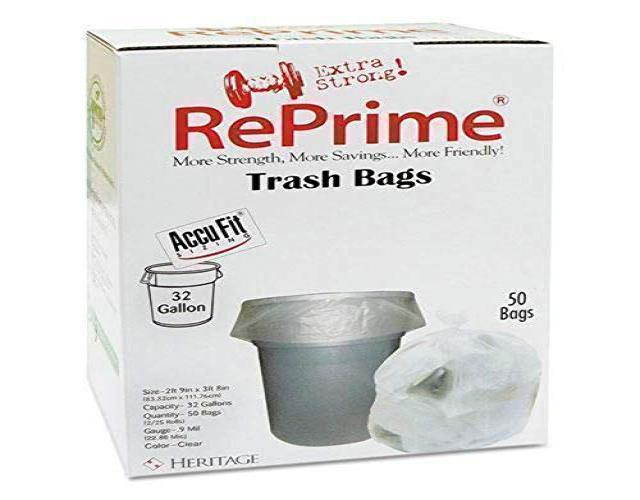 Reprime Can Liners 32gal 0.9mil Clear 33" x 44" 50/Box H6644TCRC1