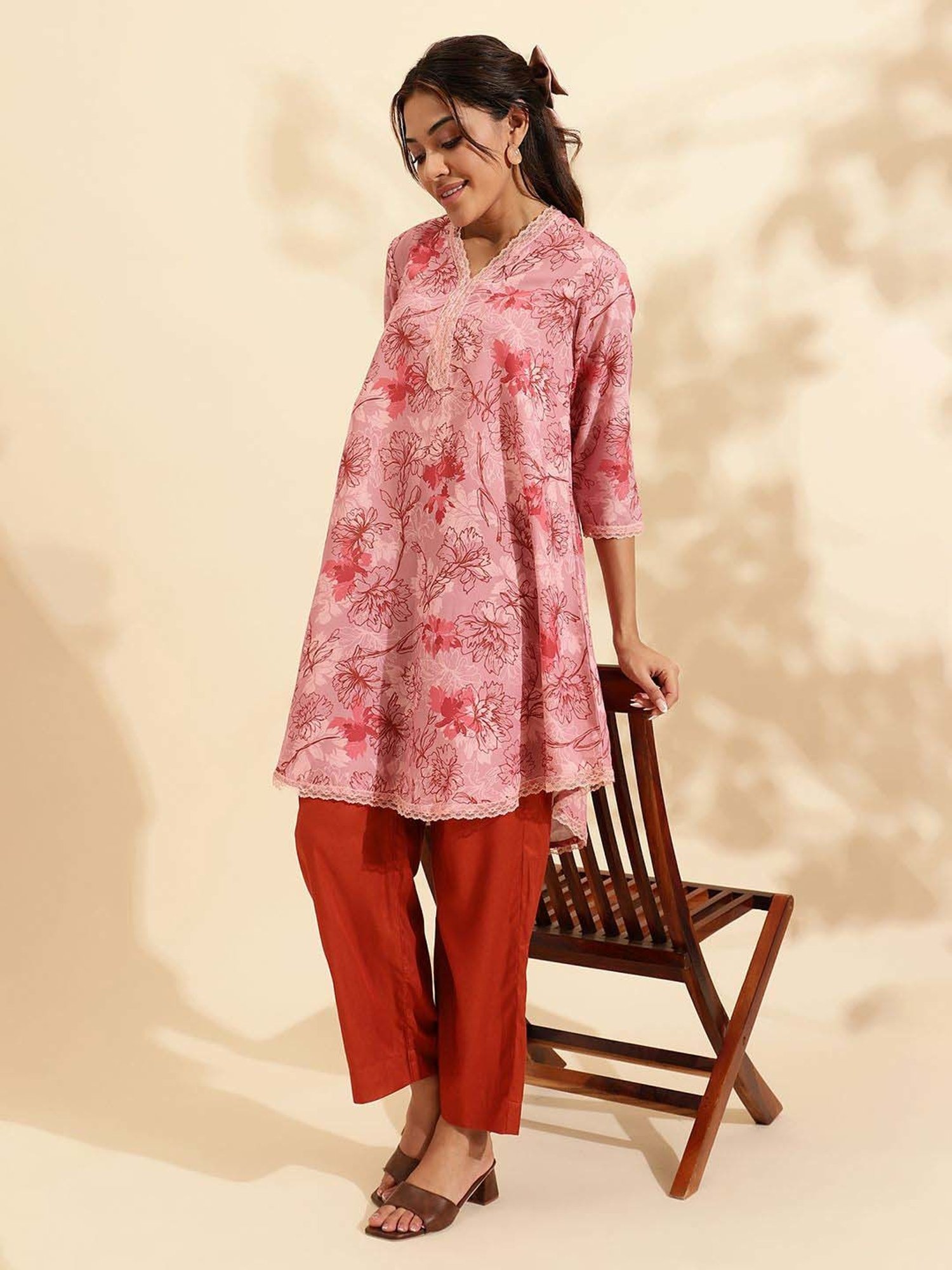 Sringam Pink Printed Co-Ord Sets