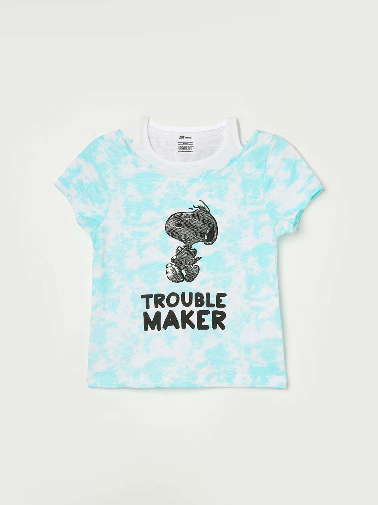 Fame Forever by Lifestyle Kids Aqua Blue Cotton Printed T-Shirt