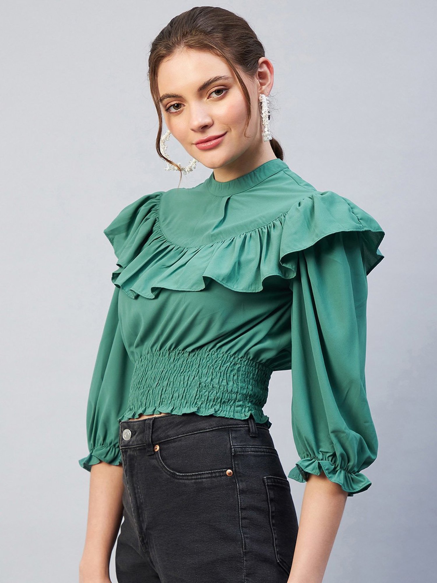 Carlton London Green Crop Top