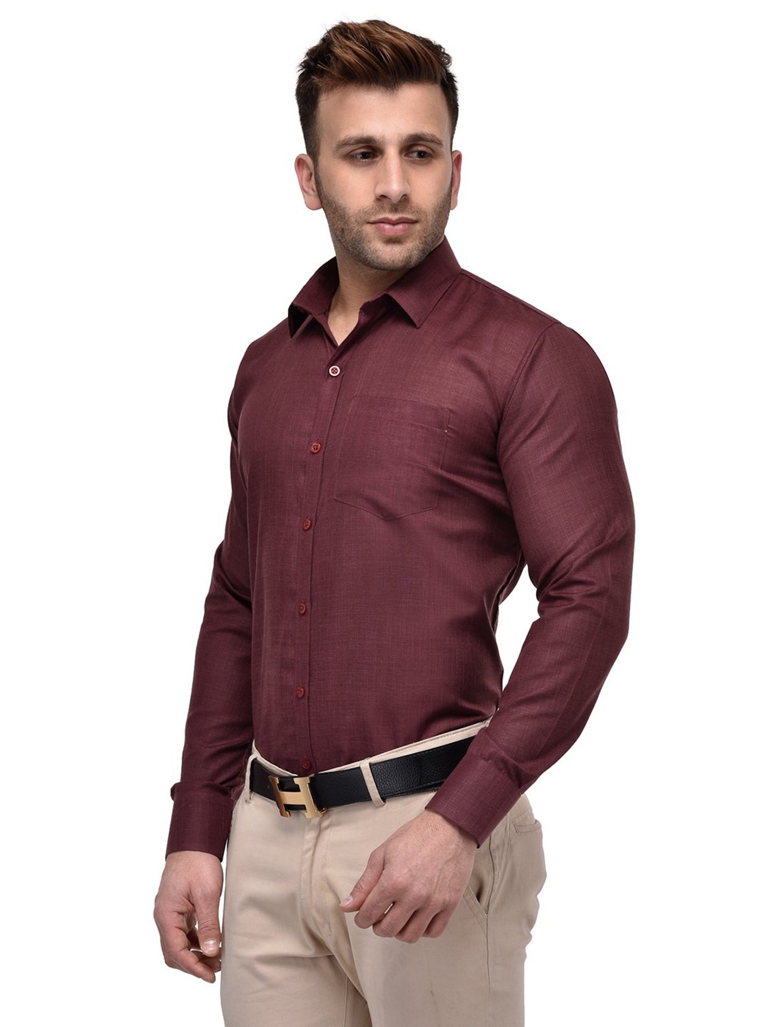 Hangup Plus Maroon Regular Fit Shirt
