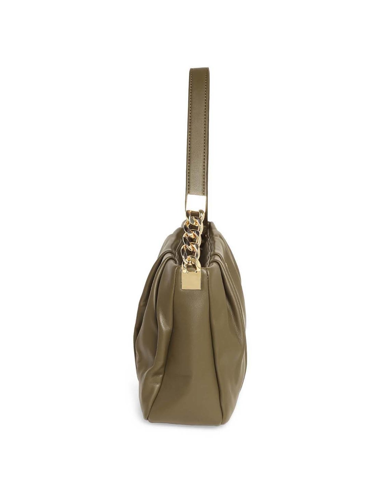 Marina Galanti Olive Textured Medium Baguette Bag