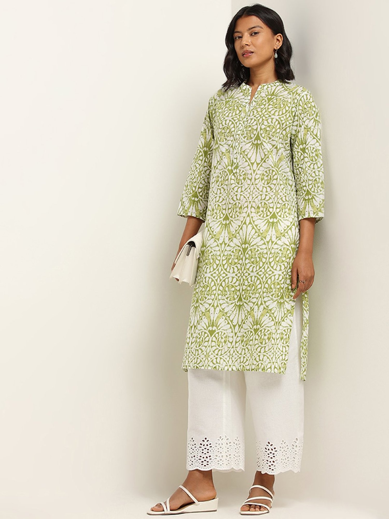 Utsa by Westside Green Straight Fit Printed Kurta