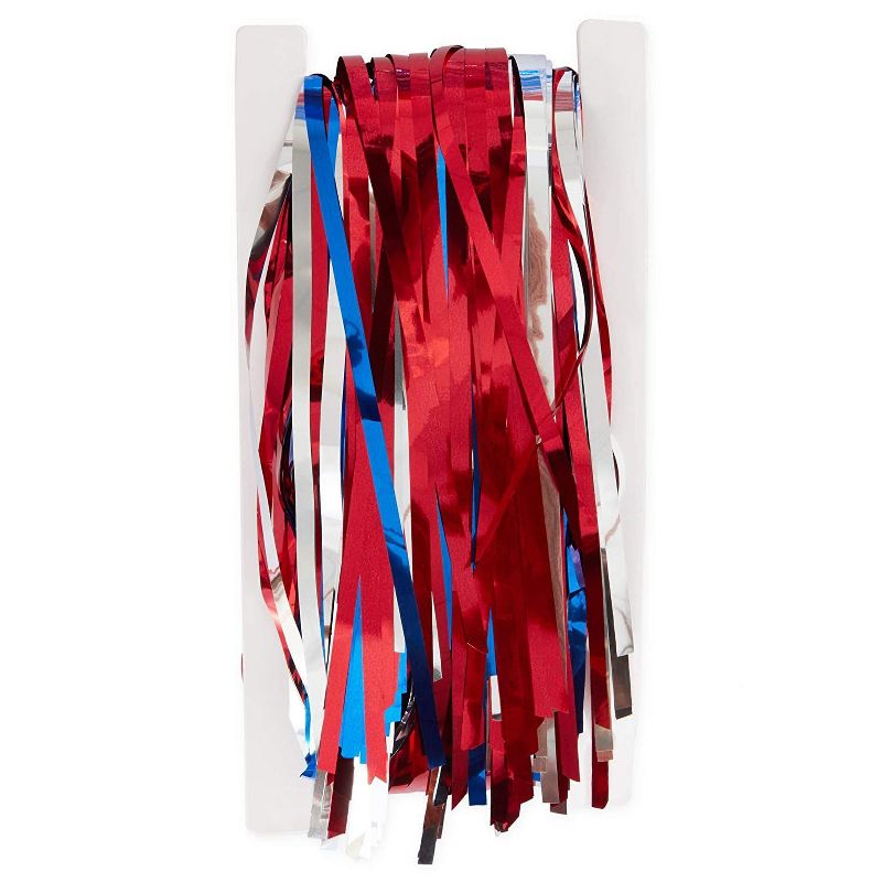 Blue Panda 3 Pack Metallic Tinsel Foil Fringe, Patriotic Wall Decor Party Decorations for 4th of July