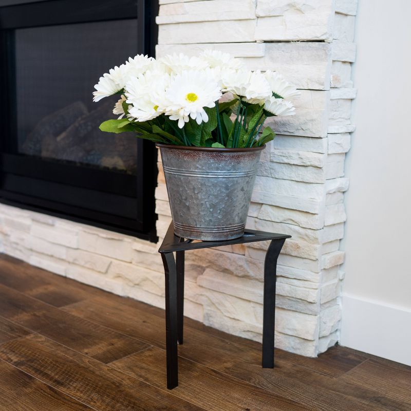 12" Tall Triangular Trivet Iron Plant Stand Graphite Powder Coat - Achla Designs