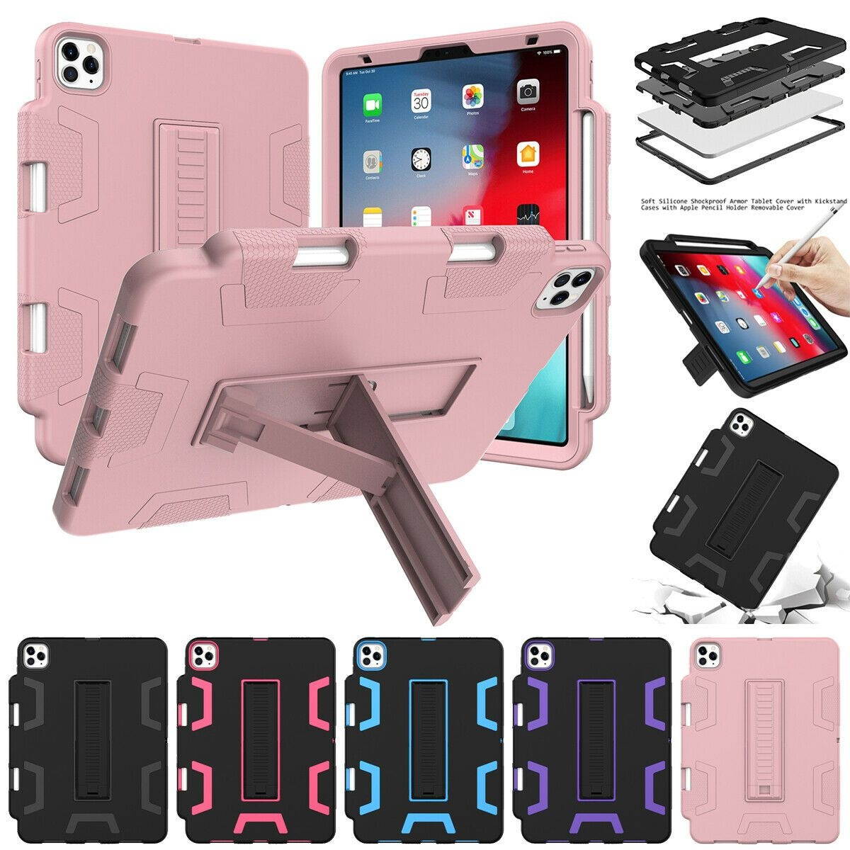 iPad Pro 11 Inch Hybrid Rubber Shockproof Heavy Duty Stand Cover