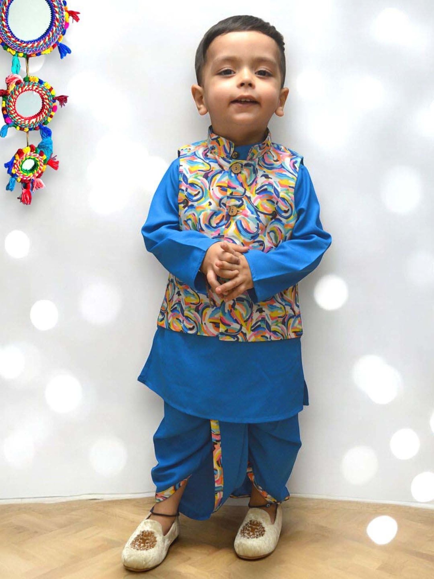 A.T.U.N. Boys Multicolor Printed Full Sleeves Kurta Set