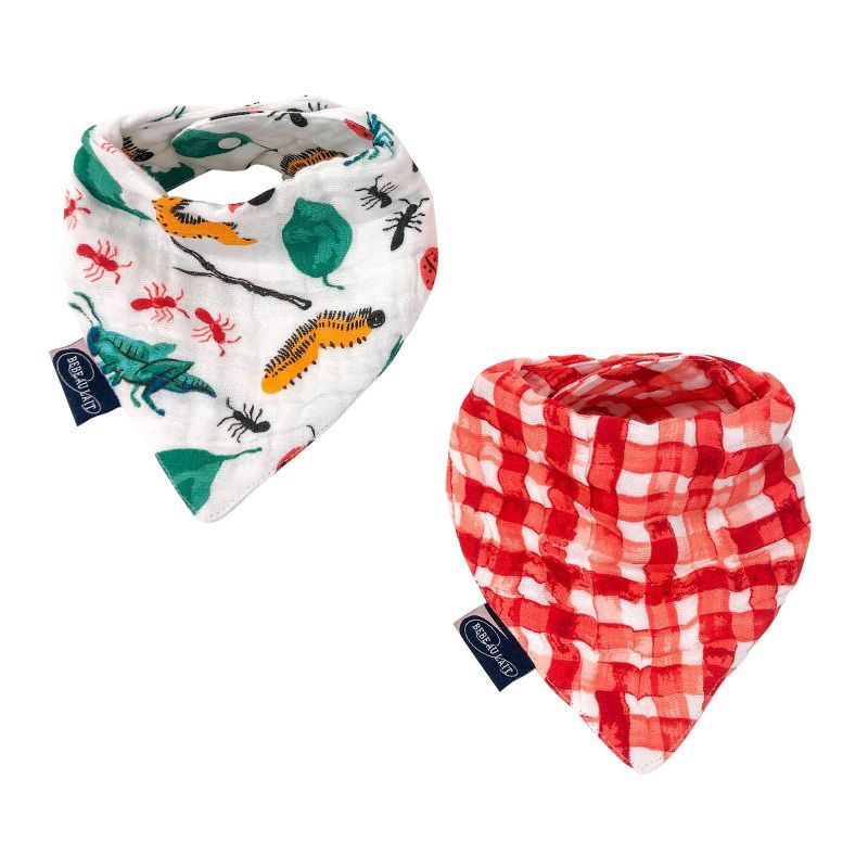 Bebe au Lait Classic Muslin Bandana Bibs - Bugs & Picnic 2pk