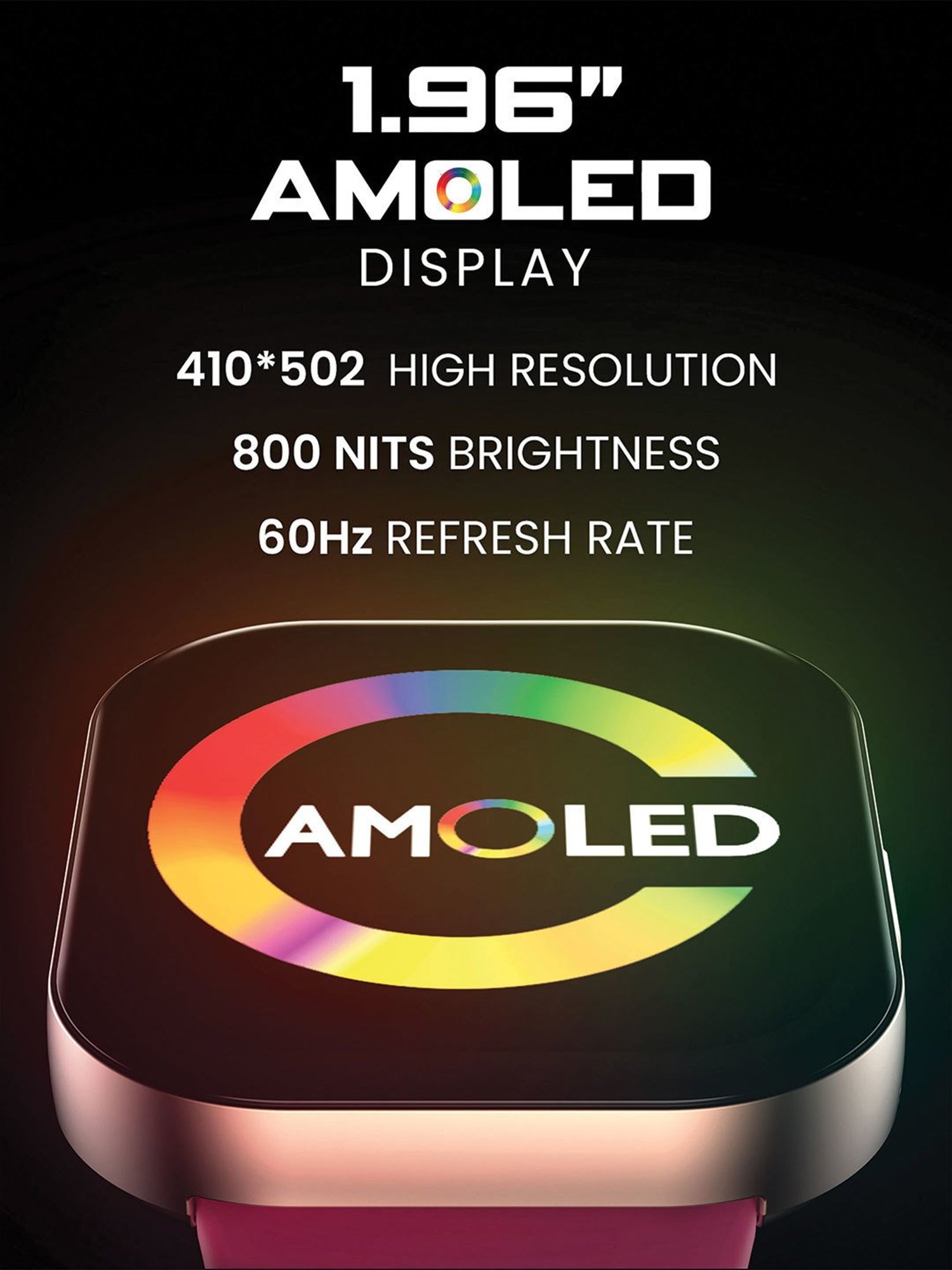 Hammer Robust 1.96 inch AMOLED Smartwatch for Men with BT Calling & 800 Nits (Charcoal Black)