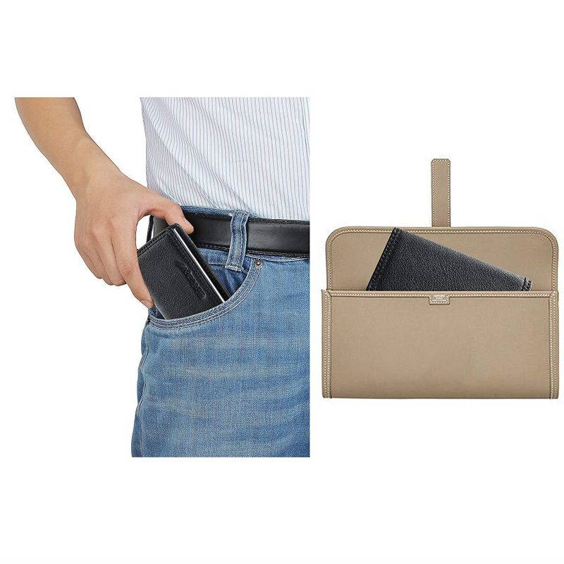 Business Card Holder, Wisdompro PU Leather & Metal Name Card Holder Wallet Case with Magnetic Closure for Men and Women - Metal Black Thread