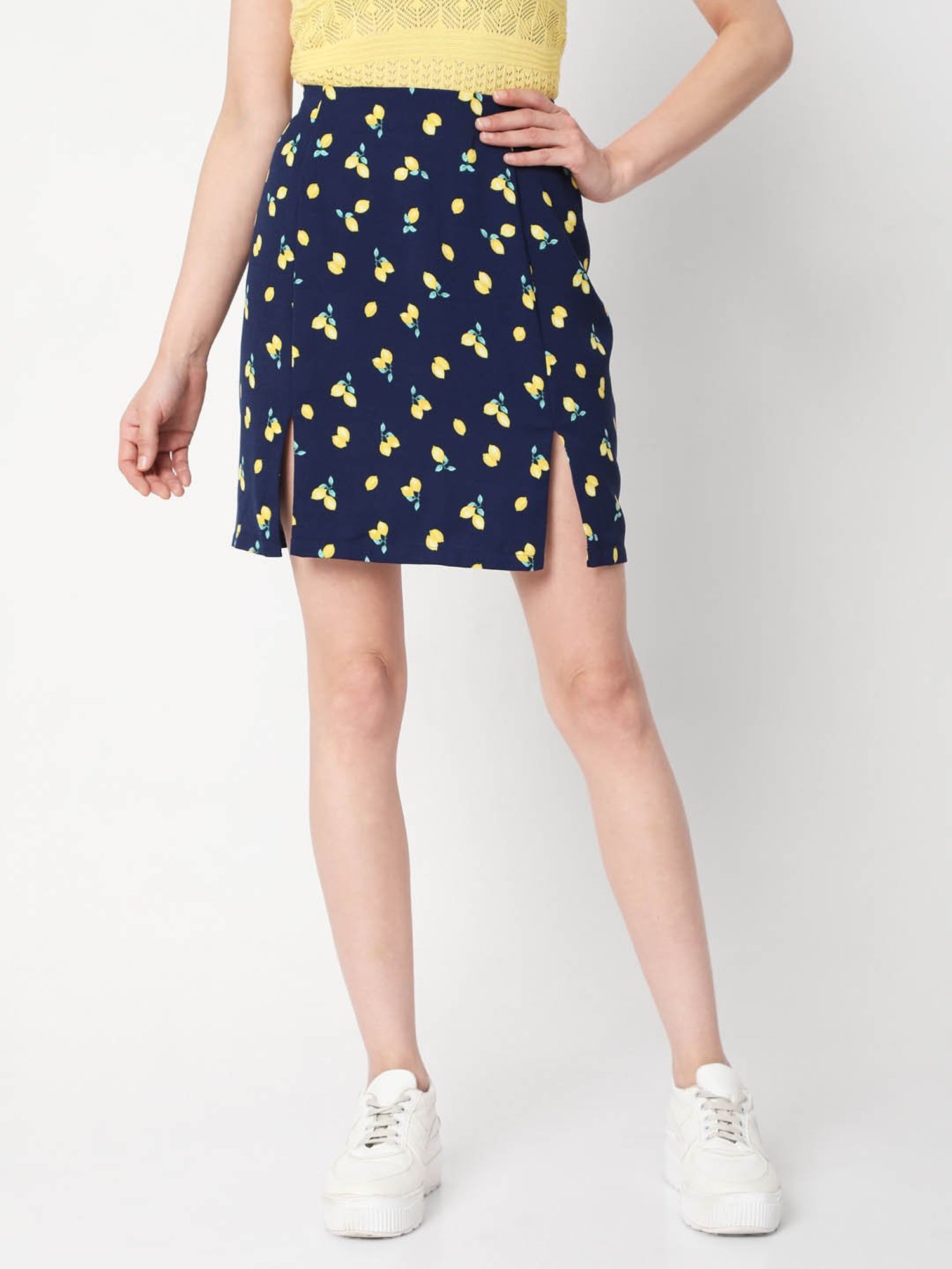 Vero Moda Navy Printed Skirt