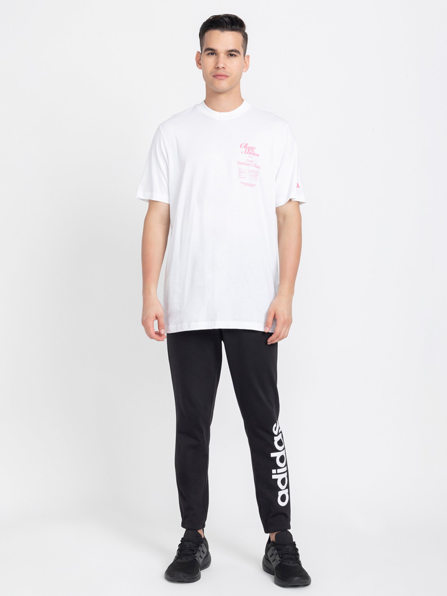 adidas DAME 9 White Regular Fit Cotton Crew T-Shirt