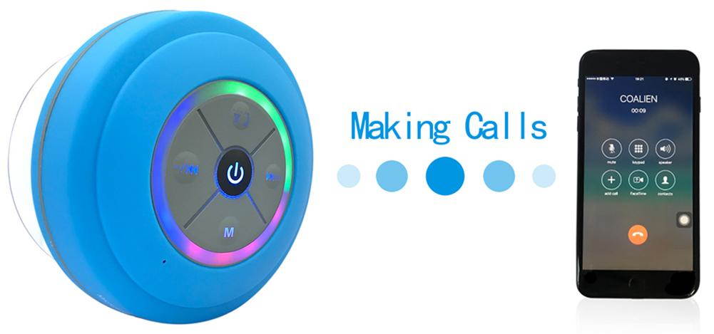 Black Q9 Waterproof LED Wireless Bluetooth Speaker Outdoor Bathroom Shower Subwoofer Speaker