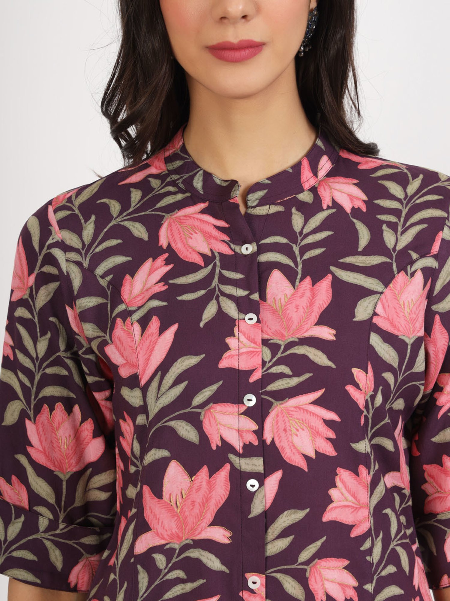 Divena Purple Floral Print Tunic