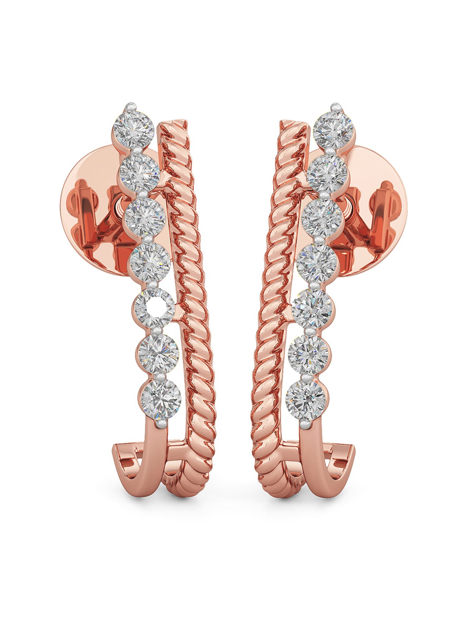 Joyalukkas 18k Rose Gold & Diamond Hoop Earrings