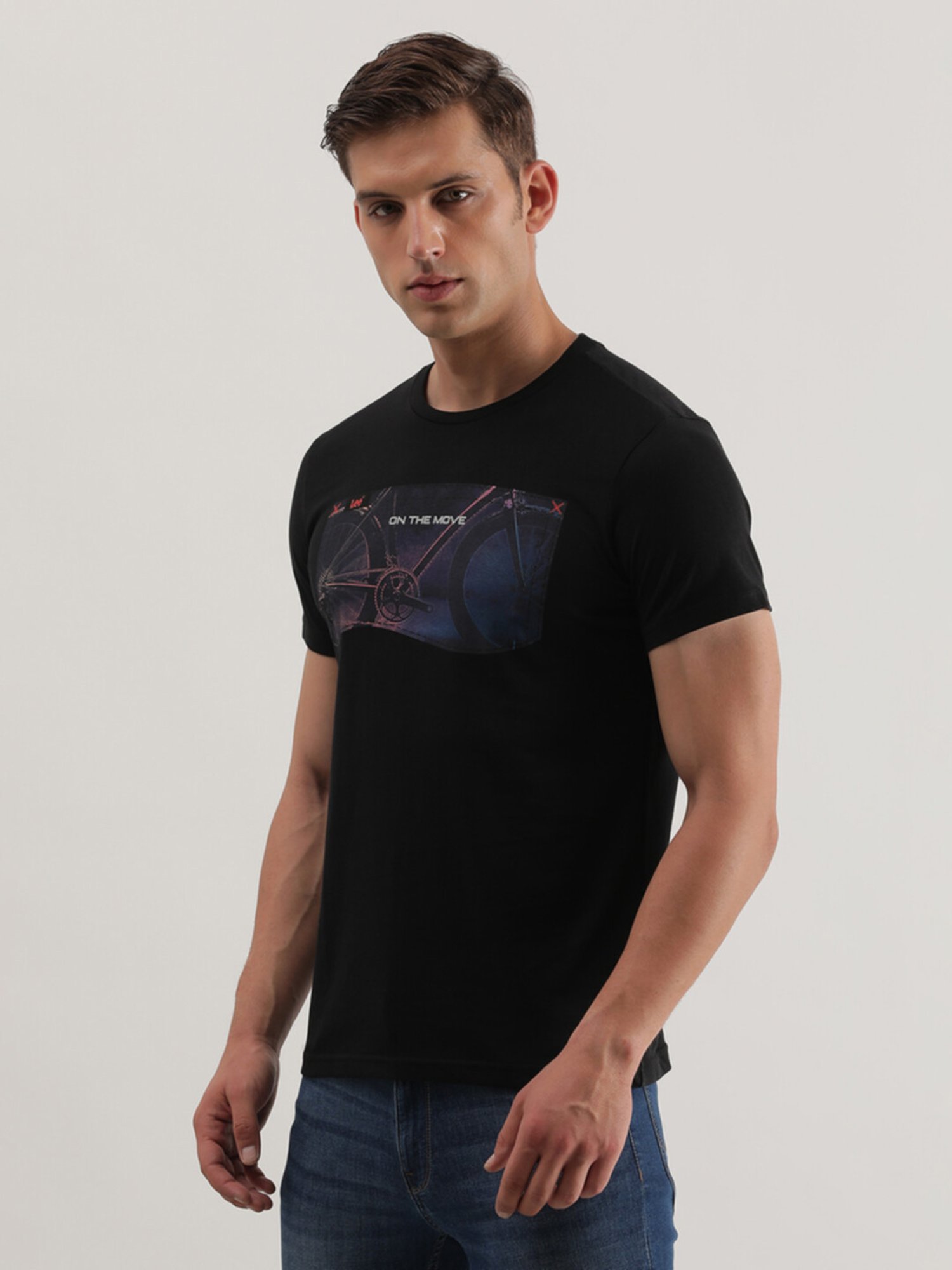 Lee Black Slim Fit Graphic Print Crew T-Shirt