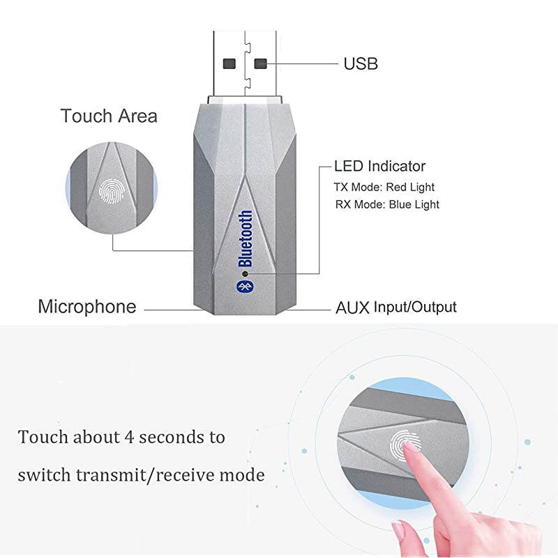 Transmitter Receiver 35mm Audio Adapter for TV PC Car Xbox Projector CD Player Headphones Speakers Dual Audio Output V50 Adapter Home Car Stereo System