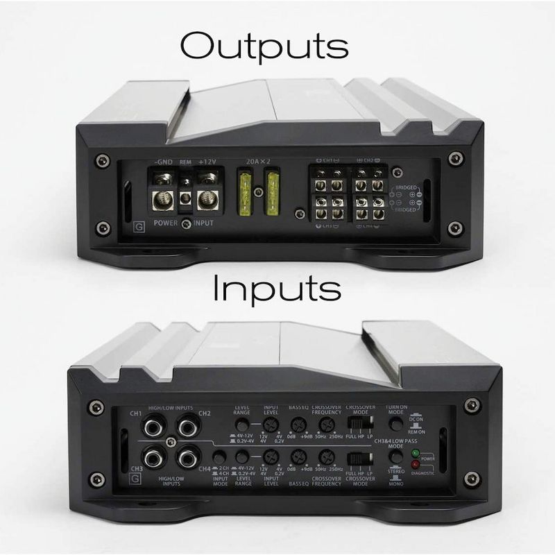 MB Quart FA1-400.4 Formula Class AB 4 Channel 400 Watt Car Audio Amplifier with DC Signal Sense, RCA Inputs, and MOSFET Power Supply, Black