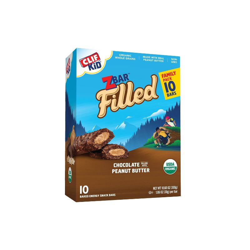 CLIF Kid ZBAR Filled Chocolate filled with Peanut Butter Snack Bars - 10ct