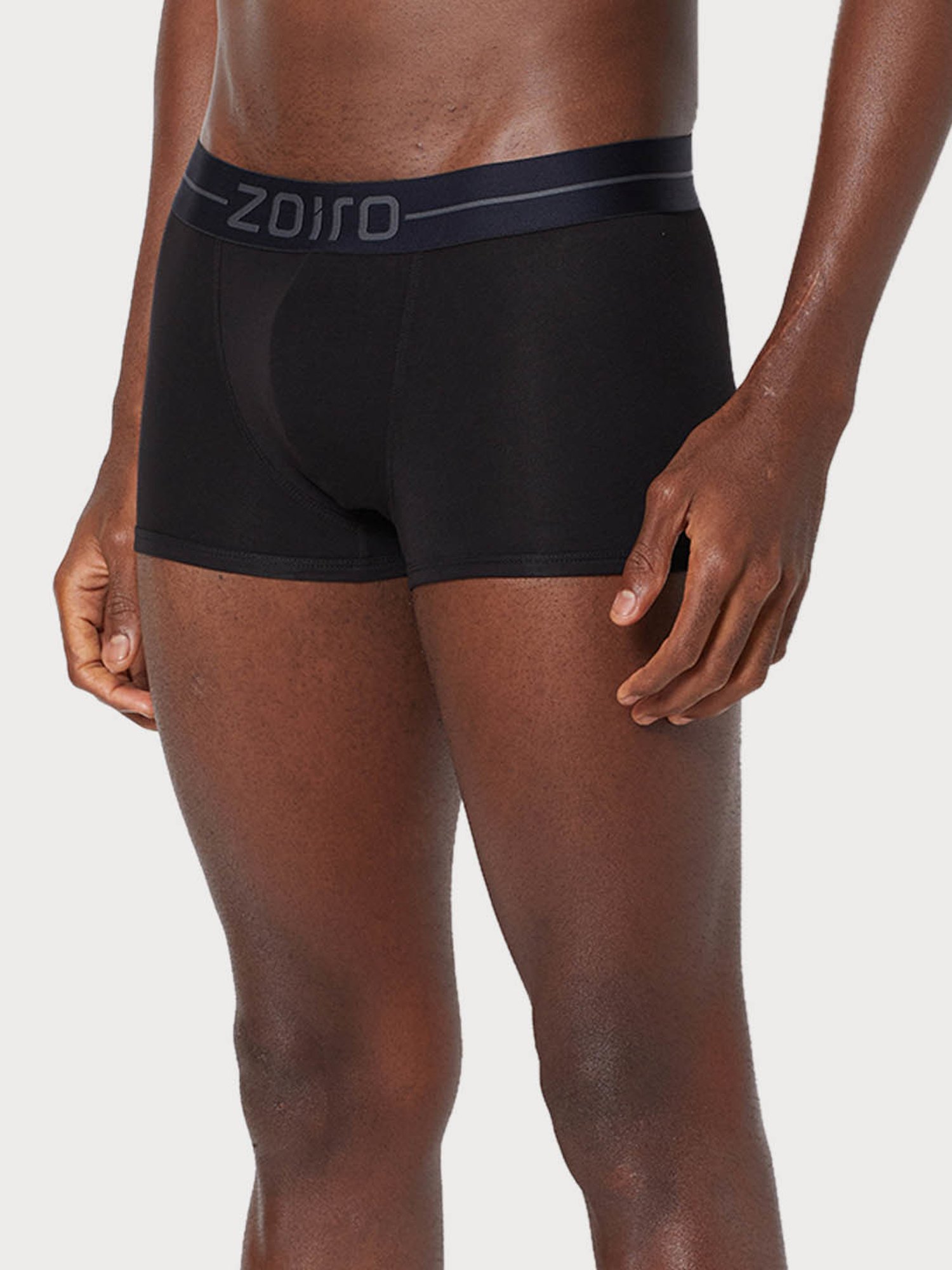 Zoiro Black Cotton Regular Fit Trunks - Pack Of 2