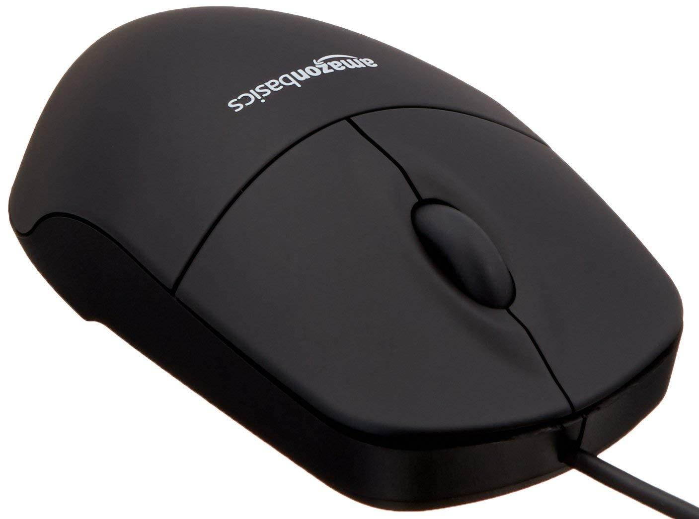 AmazonBasics 3-Button USB Wired Mouse (Black)