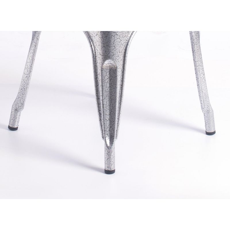 Bold Tones Silver Industrial Metal Dining Bistro Chair with Back