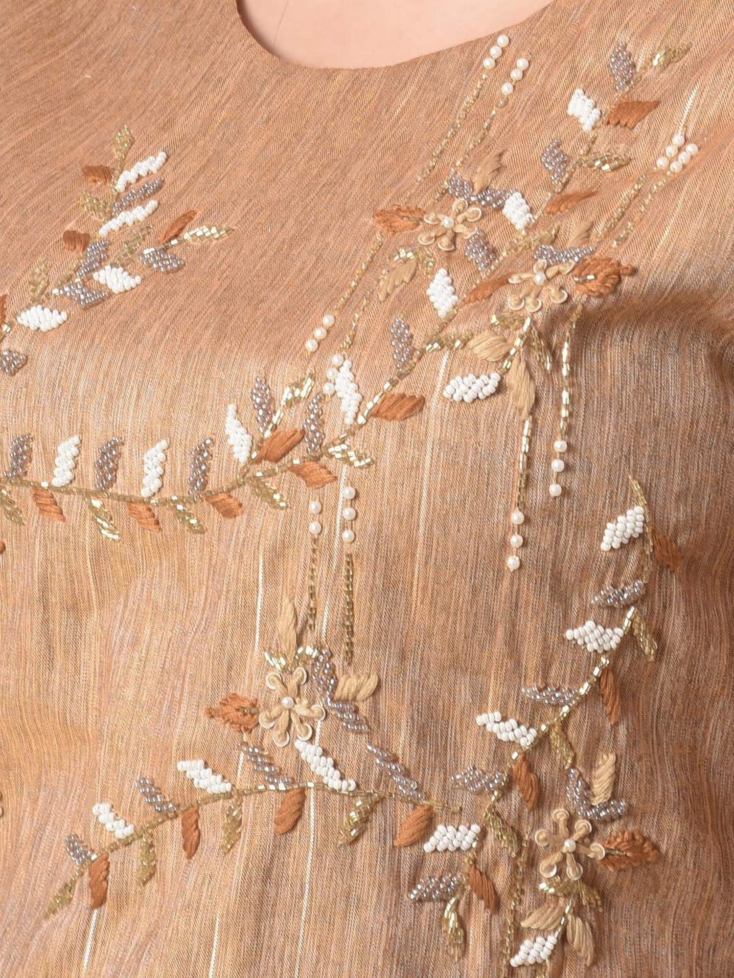 Dollar Missy Beige Embroidered Straight Kurta